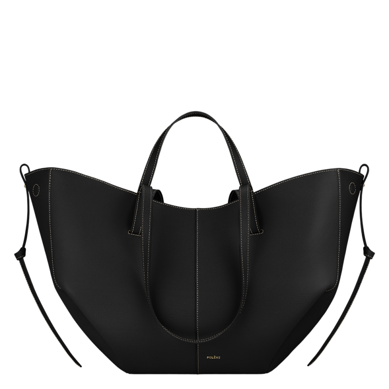 Cyme - Textured Black with Ecru Stitching