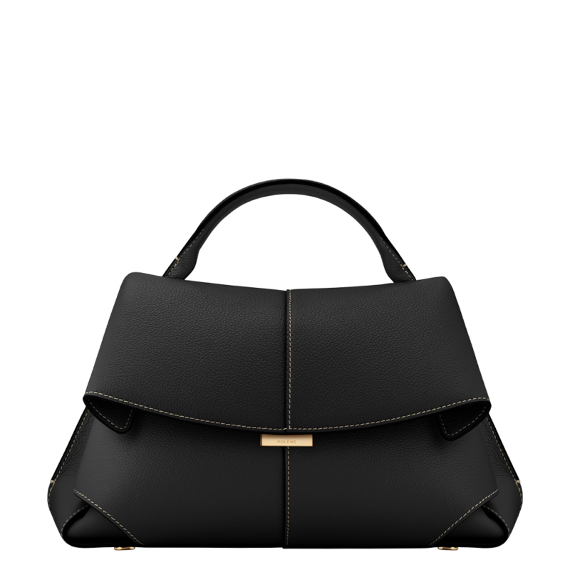Mokki - Textured Black with Ecru Stitching