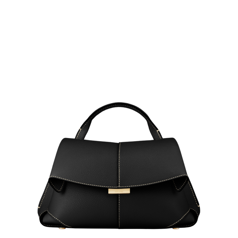 Mokki Mini - Textured Black with Ecru Stitching